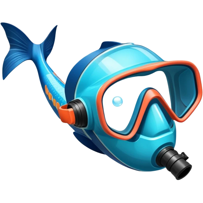 An icon featuring a close-up of a freediving mask and snorkel, with a breath-holding diver's fins, set against a vibrant underwater world. The design includes coral reefs, fish, and bubbles, symbolizing the serene beauty and thrill of freediving. Transparent background highlights the calm emoji