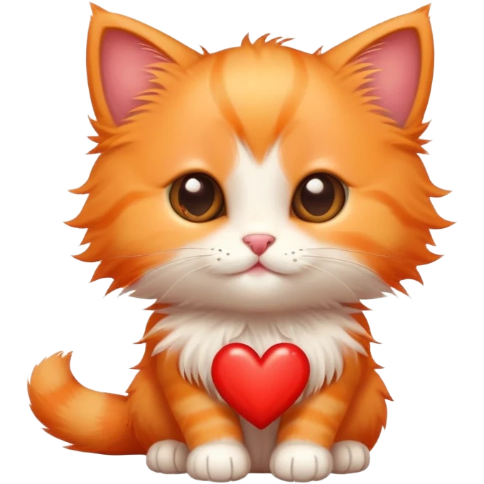 cute little orange kitten with a heart emoji
