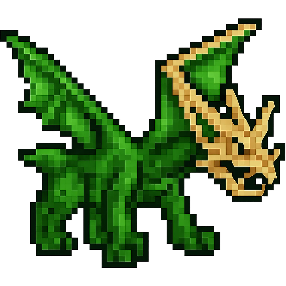Extract only the green dragon from the image, remove the background and all other characters, and provide the dragon with a transparent background. Preserve the original style of the image. emoji