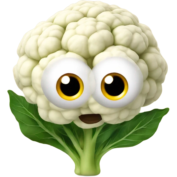 cauliflower looks into the mirror with big eyes emoji