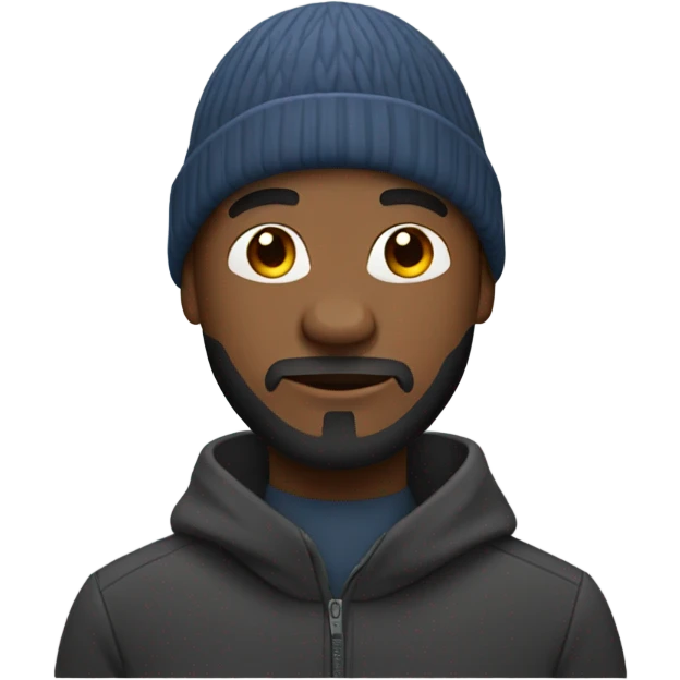 Bald black man with a beard and beanie emoji