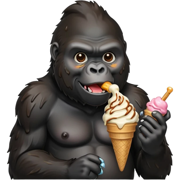 Gorilla eating ice cream emoji