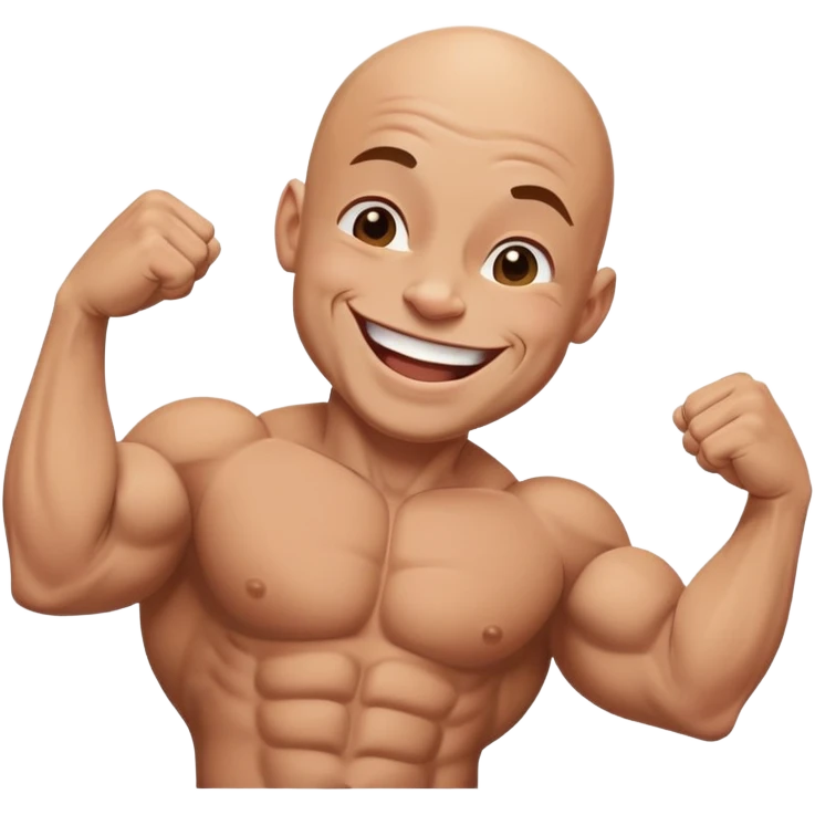 bodybuilder bald and small laughing emoji