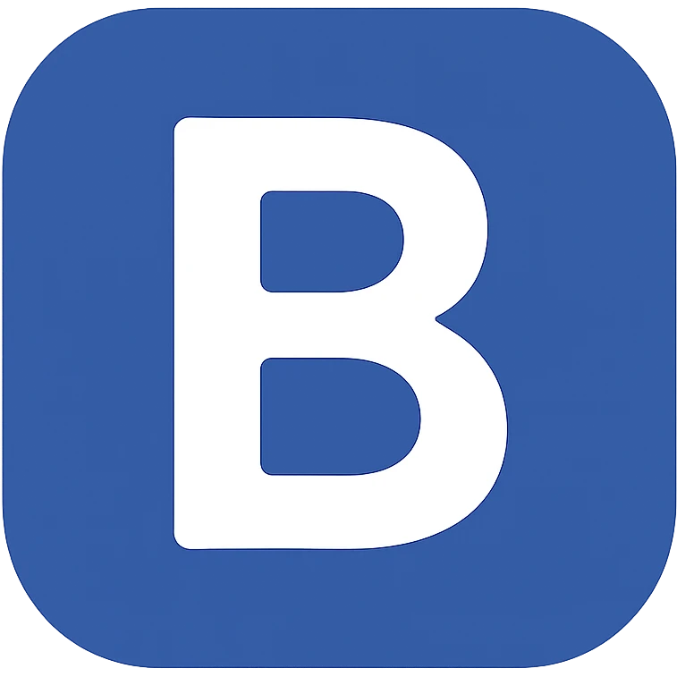 white letter B in a blue rounded square, flat style, minimalistic icon emoji
