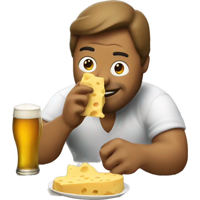 guys eating chees and drinking beer emoji