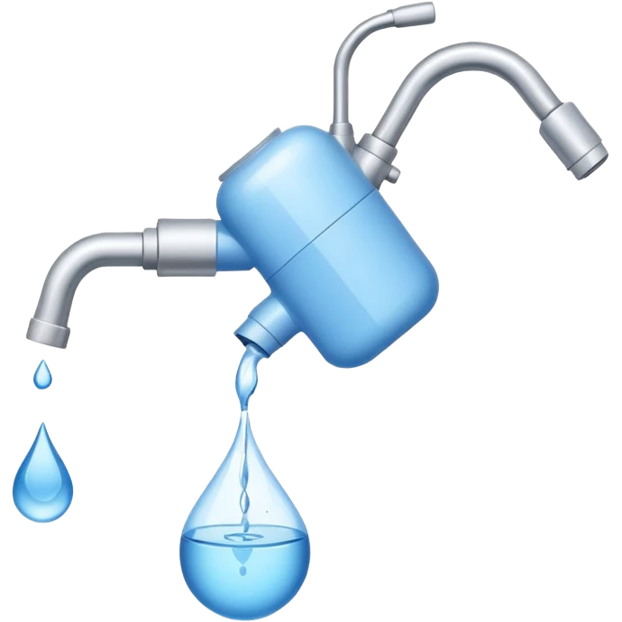“Flat icon-style emoji of a water purifier with a simple faucet and water droplet, white and blue colors” emoji