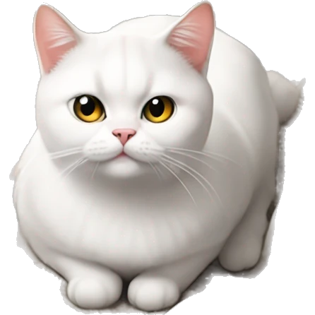 White plump British cat is chilling with newspaper  emoji