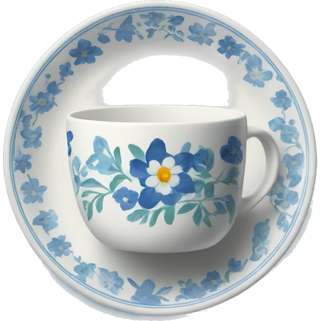 Blue floral plate and cup  emoji