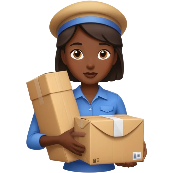 mujer de piel morena entregando un paquete emoji