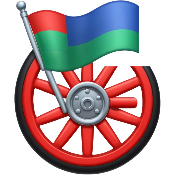 Drapeau bande bleu en haut bande verte en bas et roue rouge au milieu emoji