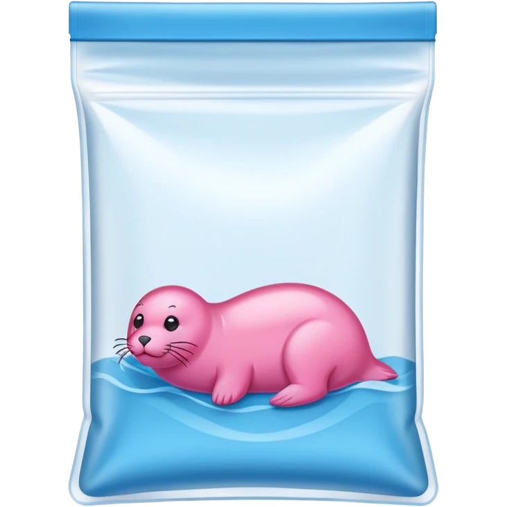 ziplock bag with blue and pink seal, empty emoji