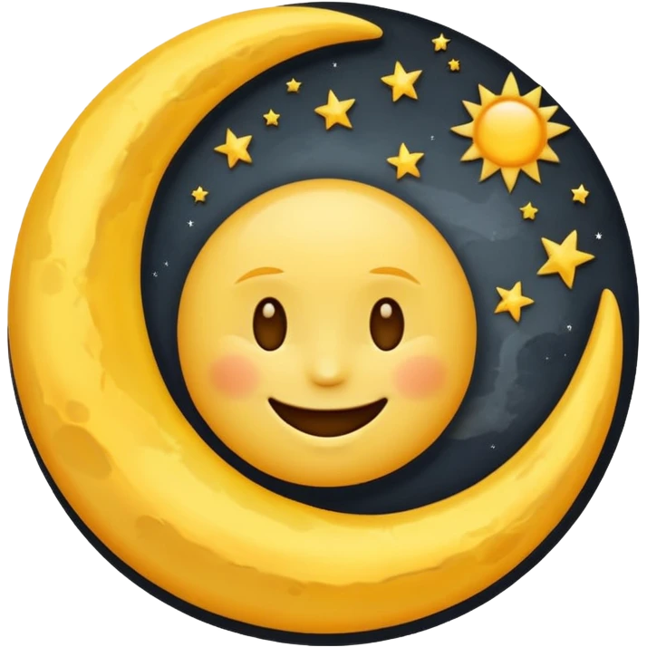 Genarate me a emoji of Drak mode moon and bright mode sun Like we got In our mobile phones emoji