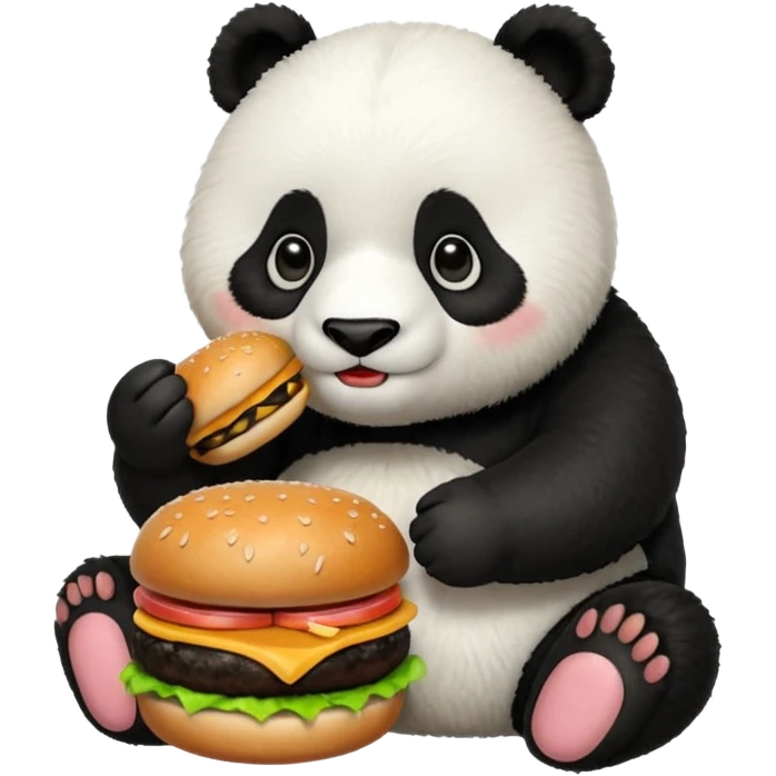 panda eating burger emoji