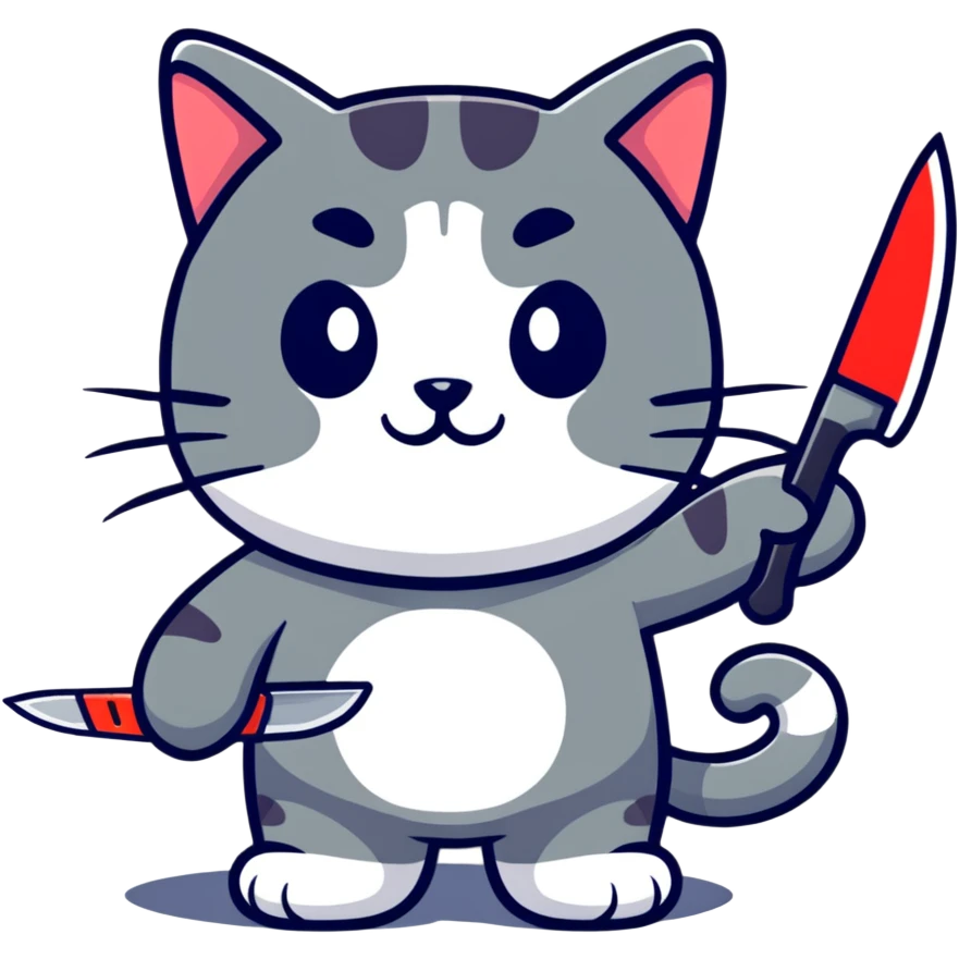cute cat with a knife emoji
