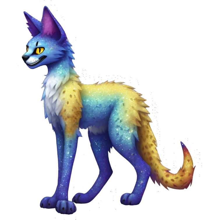 Epic Edgy Colorful Sparkly Sergal-Serval-Vernid full body emoji