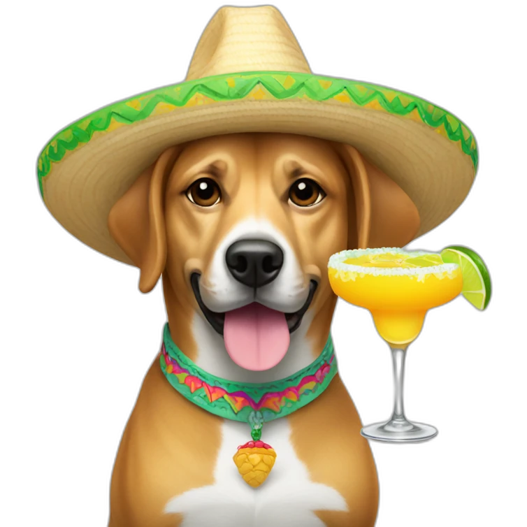 dog in sombrero holding margarita emoji