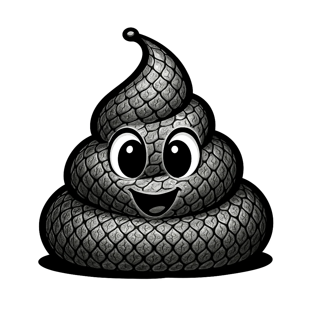 Enhance the detail of the snake skin pattern on the poop emoji, keeping the original style intact. emoji