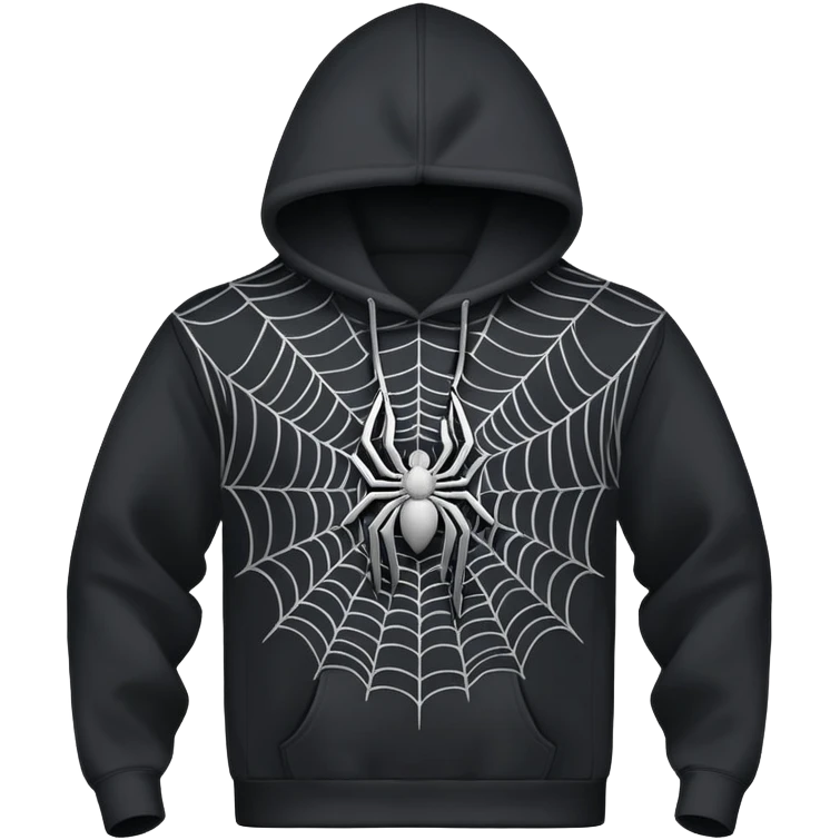 black hoodie with a grey spider web emoji