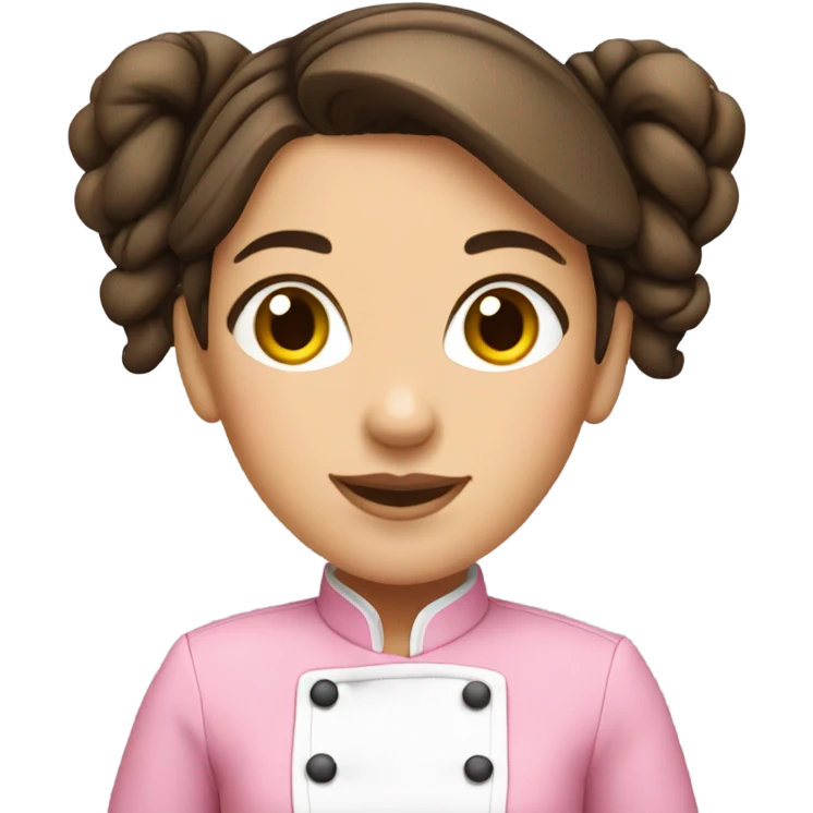 brunette chef with pigtail braids and a pink chef outfit emoji