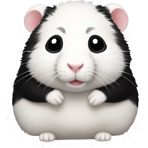 Hamster with black and white fur like a panda emoji