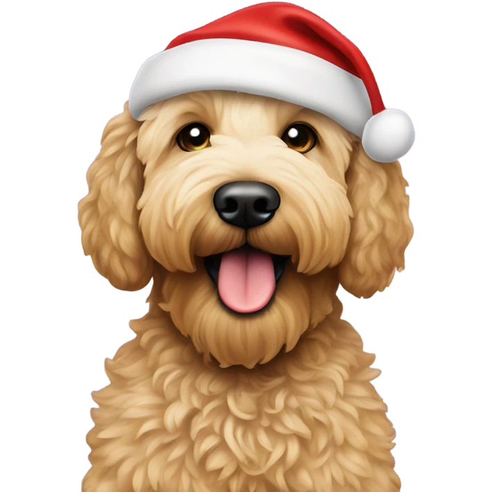 goldendoodle with Santa hat  emoji