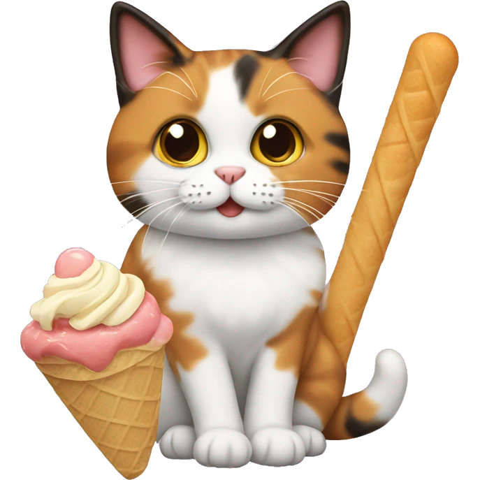 calico cat with icecream  emoji