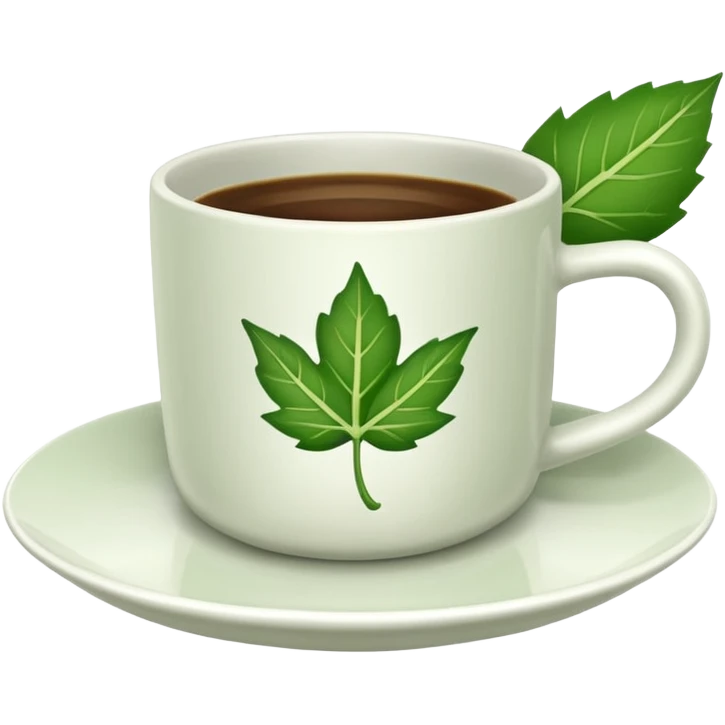 Te  - taza blanca con una hoja a un lado del plato- No dentro emoji