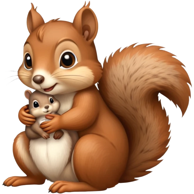 A squirrel hugging a baby squirrel  emoji