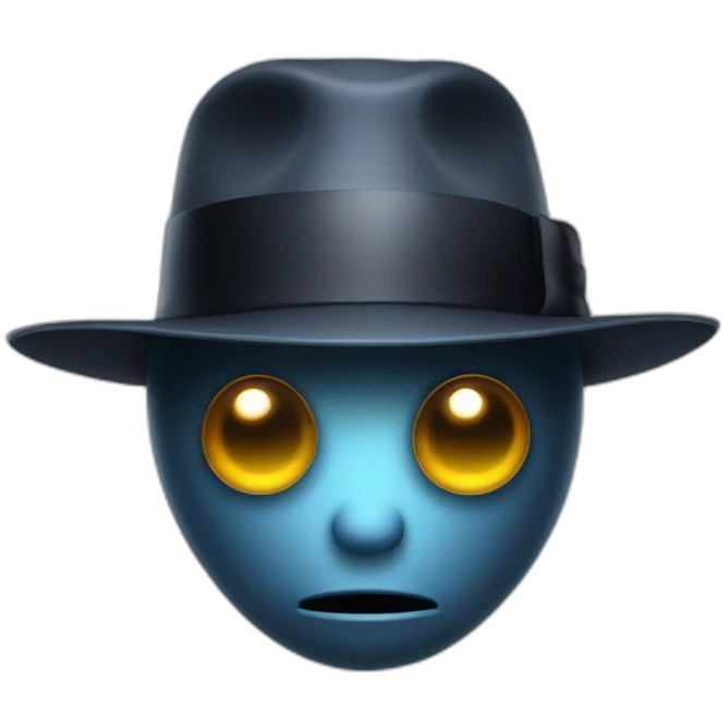 front facing aliens face wearing a bowler hat emoji