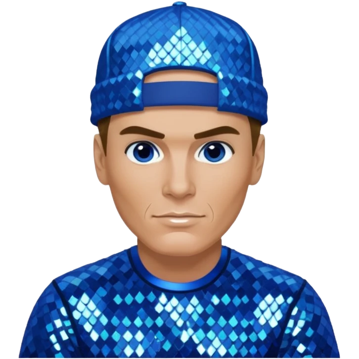 Vanilla Ice with dark blonde hair, blue sequin outfit emoji