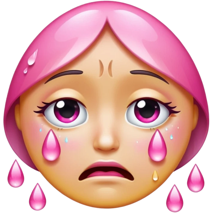 Crying face pink sparkly tears emoji