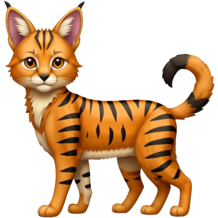 Colorful cartoon anime Striped and spotted Lynx-Caracal-Serval-hybrid full body emoji
