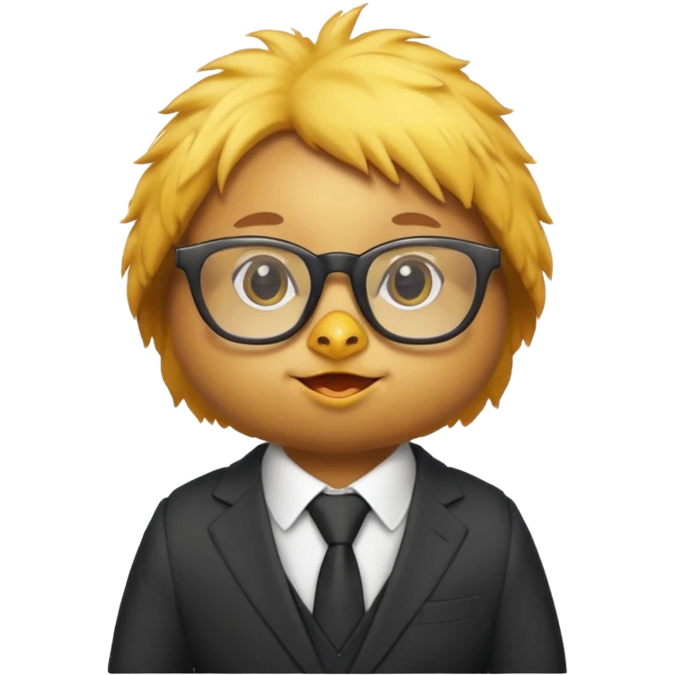 chick animal with glasses, wearing suit emoji