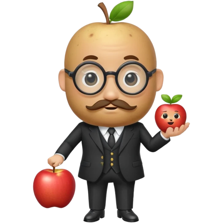 potato character wearing a monocle and a suit, styled like an Apple memoji, looking like a presidential candidate emoji