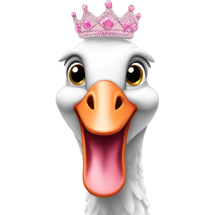 Pink silly goose wearing a tiara  emoji