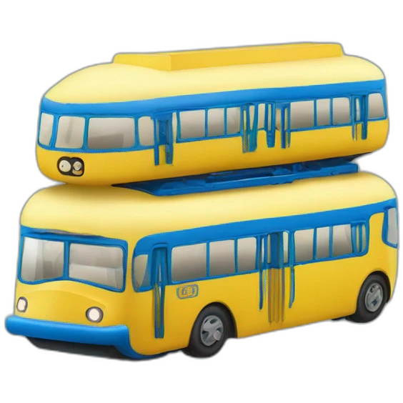 Yellow and blue double decker train emoji
