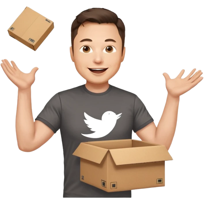 elon musk throwing amazon box in the air emoji