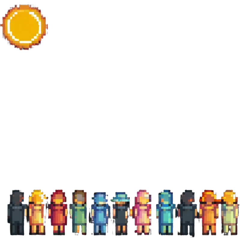 a group of people looking at the sun emoji
