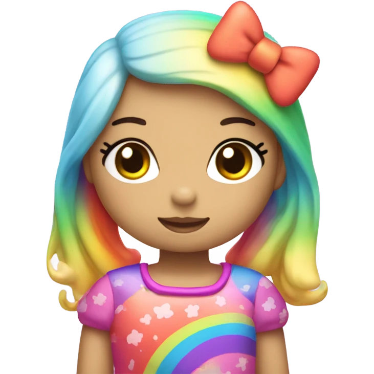 Hello kitty with a rainbow dress and eyelashes emoji
