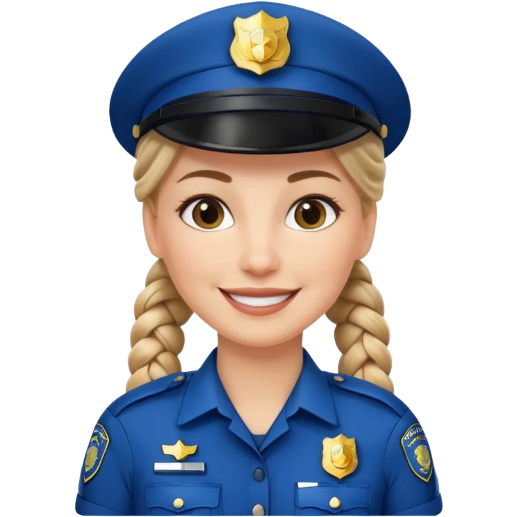 white woman, braided hair, wear police's uniform emoji
