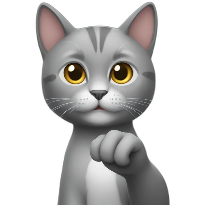 Grey cat who makes a finger of honor emoji