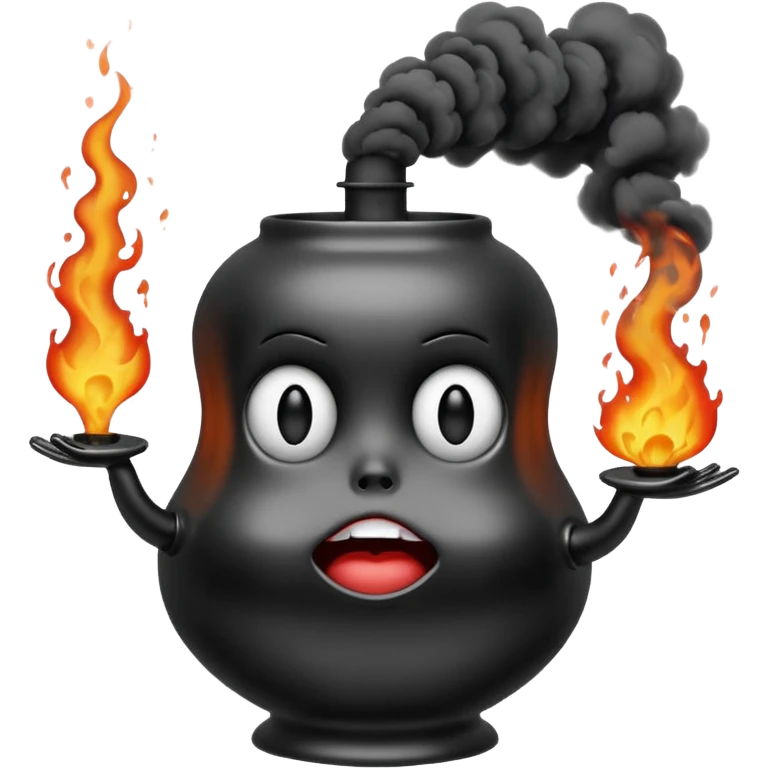 curved dolls, poisonous, black smoke emitted emoji