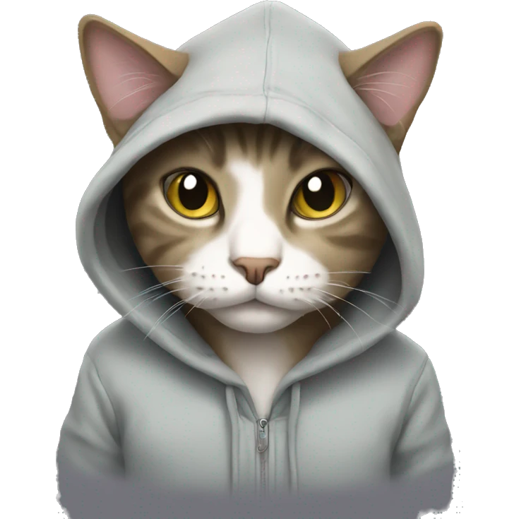 Cat wearing hoodie emoji