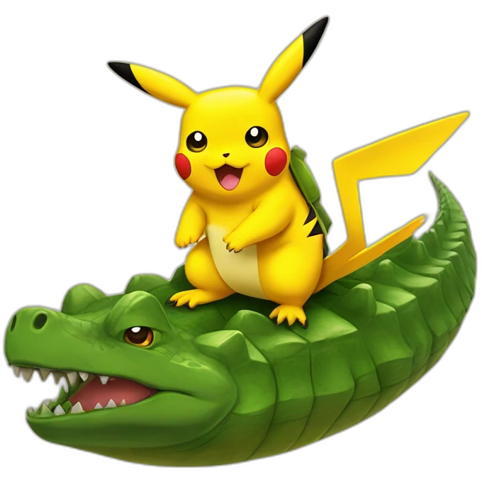 Pikachu sur un crocodile emoji