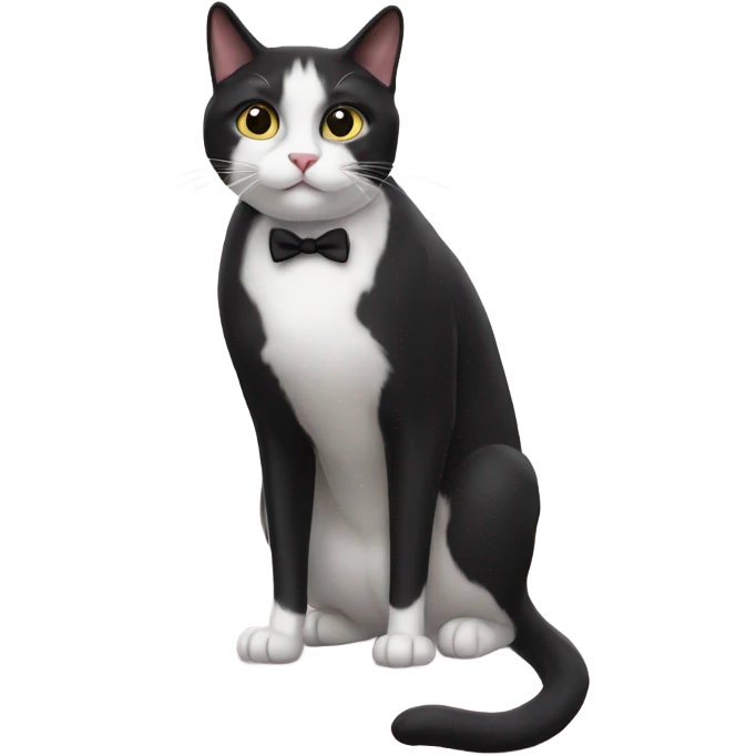Tuxedo cat saying meow emoji