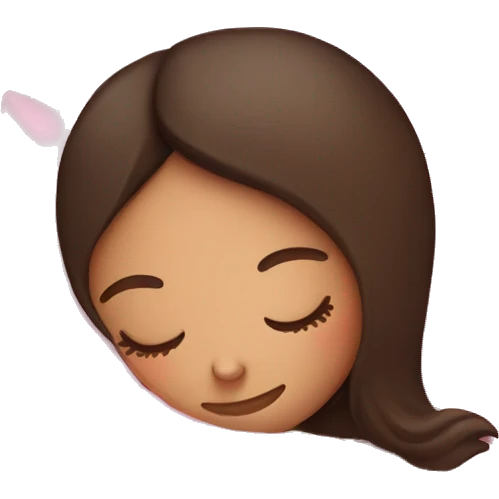 Brunette girl sleeping on pink pillow emoji