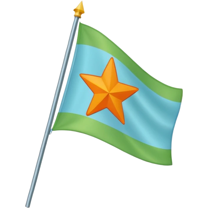 create a flag with orange star in the left and the light green in top and bottom and the light blue triangle left to Right and blue on the right up to down behind the light blue triangle emoji