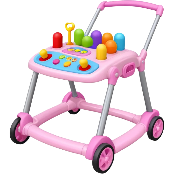 pink baby walker with toys on it emoji