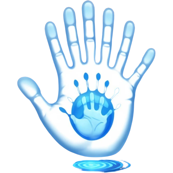 handprint with a glowing sign in the center emoji