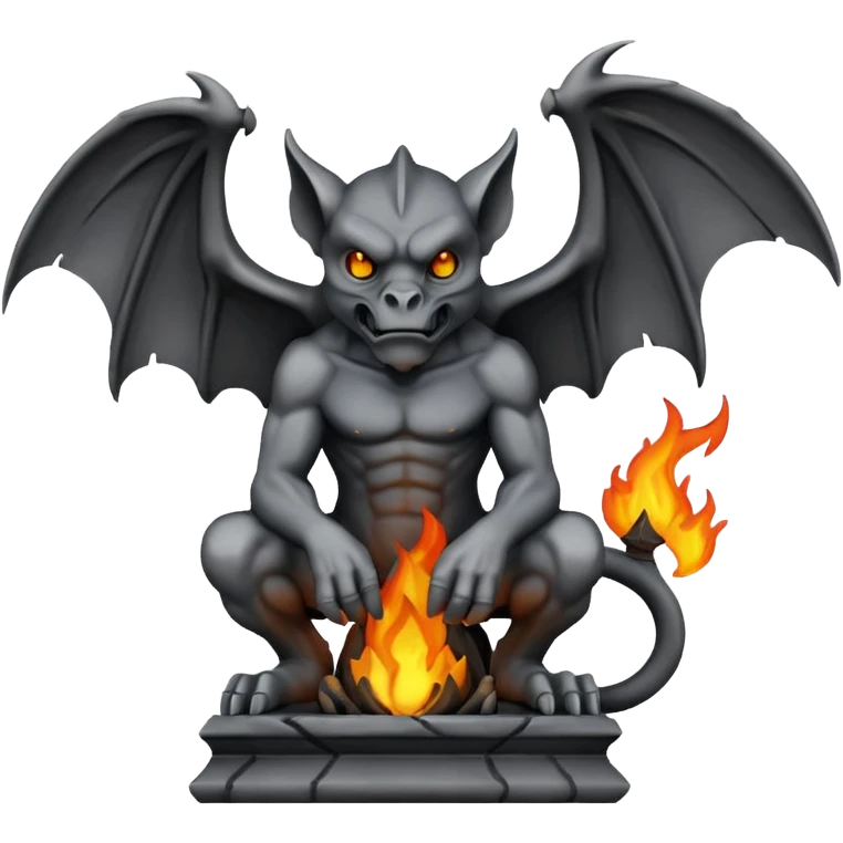 black iron gargoyle statue fire emoji